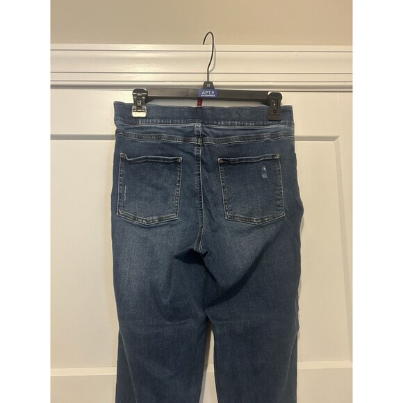 SPANX Size Medium Dark Wash Skinny Pull-on Jeans Denim Shapewear Tummy Control - Picture 9 of 9